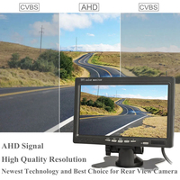 Vehículo 7 pulgadas TFT LCD 1024x600 AHD Monitor retrovisor Monitor compatible con 2 canales 1080P AHD Cámara 4PIN/RCA entrada de vídeo para camión