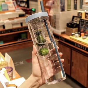 Tasse à thé portable pour femme avec grande capacité, en verre et paille en plastique, fonction de séparation eau/thé - Product Image 4