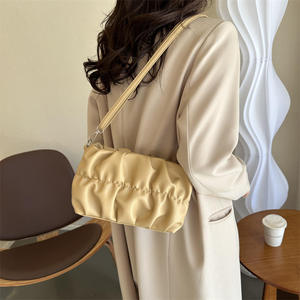 New pleated high-quality Pu leather crossbody bag, cute women's single room bag - Product Image 5