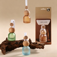 Emballage extérieur personnalisé avec logo, flacon diffuseur de parfum pour voiture en verre givré coloré, bouchon en bois, conteneur vide pour aromathérapie