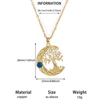 Collier Fanhua Jewelry, best-seller TikTok, en acier inoxydable anti-ternissement, étanche, plaqué or, motif croissant de lune et arbre de vie
