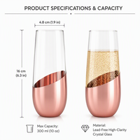 Verres à champagne sans pied bicolores inclinés avec logo personnalisé, couleur et matériau au choix, 10 oz pour restaurant