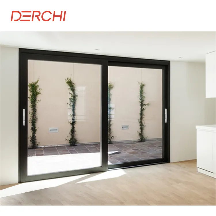 NFRC Certified Double Glazed Thermal Break Aluminum Sliding Door Hidden Ground Rail Sliding Door