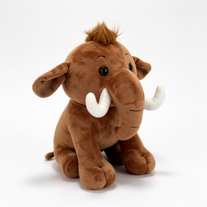 Mamouth en peluche marron personnalisé avec des dents blanches, adorable mamouth en peluche assis, mamouth en peluche doux aux grands yeux - Product Image 3