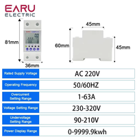 Compteur d'énergie intelligent 220V avec protection contre les fuites à la terre, relais de protection contre les surtensions et les sous-tensions, disjoncteur EAMPD-63