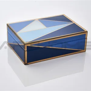थोक सजावटी प्रदर्शन दर्पण कांच के बक्से फैशन मखमल धातु trinket आभूषण भंडारण बॉक्स पैकिंग