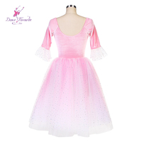 25049 rose mi-long manches rose velours corsage Ballet danse Tutus adulte filles ballerine romantique Ballet tutu