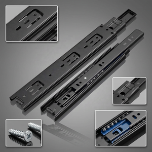 Herrajes Meilong: Corredera telescópica de 3 pliegues con rodamientos de bolas para cajones / Corredera de cajón con bloqueo / Guía deslizante - Product Image 3
