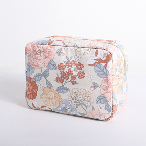 Large Capacity Ladies Floral Cosmetic Bags DIY Printing Gingham Inner Cotton Multicolor Travel <b>Storage</b> Makeup Organizer Pouches - Product Image 5