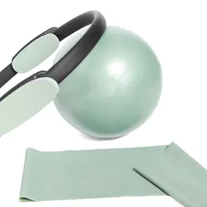 Pilates Yoga Ball Exercise Ball Fitness Body Pilates Circle Ring Long Elastic Strap Resistance Bands Kit Small Yoga Ball