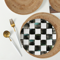 Vente en gros de sets de table de Noël en osier tissé de style occidental, sets de table ronds en bois et en rotin pour table à manger