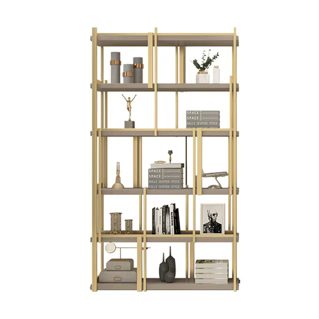 Luxe Home Office Decoratie Meubels Eenvoudige Boekenplank Rvs Boek Rack Planken Goud Metalen Boekenkast