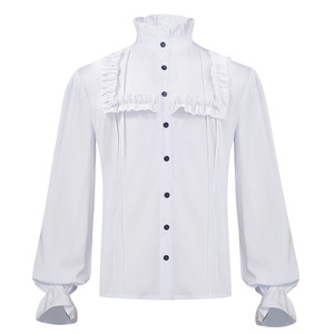 Camisa Pirata Plisada para <span class=keywords><strong>Hombre</strong></span> Estilo Europeo y Americano, <span class=keywords><strong>Ropa</strong></span> Medieval Steampunk <span class=keywords><strong>Victoriana</strong></span> - Product Image 2
