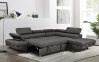 Canapé-lit modulable en L avec tête de lit et port USB, mobilier moderne pour la maison, avec revêtement en tissu pour chambre et salon