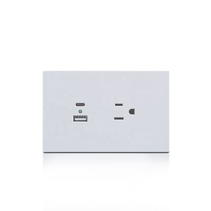 Enchufe Estándar Sudamericano 110V-250V con Puerto <span class=keywords><strong>USB</strong></span>, <span class=keywords><strong>Base</strong></span> de Enchufe de 3 Pines con Cargador <span class=keywords><strong>USB</strong></span> A+C para Hogar y Oficina - Product Image 1