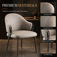Chaises et tables de restaurant, chaise de salle à manger rembourrée à dossier en forme de baril, fauteuil avec pieds en métal pour hôtel, café, bar, salle de banquet, mobilier