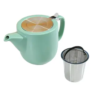 Bunte kreativer Großhandel maßgeschneiderte 15 Unzen Keramik Haus Teekanne Porzellan Teekanne Keramik Teekanne mit Infusor