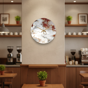 ساعات حائط أوروبية حديثة من الزجاج المقسى والرخام مخصصة لديكور غرفة المعيشة والمنزل - Product Image 3