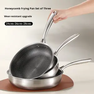 Poêle à frire plate en acier inoxydable pour usage domestique antiadhésive non enduite pour les cuisinières à induction et les cuisinières à gaz pour la friture d'œufs à steak - Product Image 4