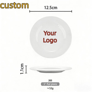 Assiette Plate en Porcelaine Céramique Émaillée Blanche, Compatible Micro-ondes, Motif Uni, Design Moderne, pour Plats Occidentaux, Os et Steak, Extra - Product Image 1