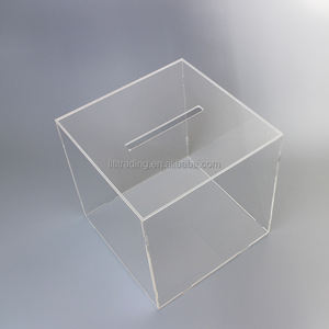 Paquet de boîte à cartes Boîte de rangement pour cartes à collectionner en plexiglas acrylique transparent avec couvercle Boîte à papier carrée pour fentes pour cartes personnalisées - Product Image 4