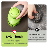 Brosse de nettoyage multifonctionnelle unique pour la cuisine, outils de lavage ménagers, brosse automatique avec stockage intégré, brosse à liquide pour pot