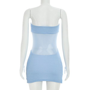 Viviblook D26DS211 Vestido de Verano Nuevo para Mujer, Sexy, sin Mangas, de Malla, sin Tirantes, Transparente, Ajustado, Tipo Bodycon, Mini Vestido de Fiesta - Product Image 5
