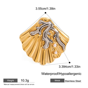 Anneaux de mode délicats en acier inoxydable ouvert imperméable, couleur or, étoile de mer, coquille, conque - Product Image 3