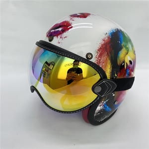 Kính chống UV ống kính xe máy nửa Mũ Bảo Hiểm Kính mát đầy màu sắc Windproof bong bóng lá chắn Retro xe máy Mũ bảo hiểm kính - Product Image 5