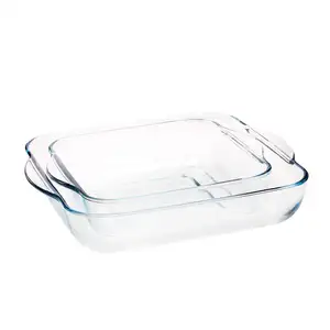 Plat de cuisson en verre borosilicate, plaque à haute teneur en verre avec couvercle en bambou/planche à découper pour four avec couvercles