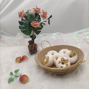 Panier en coton avec doublure vide pour cadeaux, panier <span class=keywords><strong>de</strong></span> rangement pour aliments, <span class=keywords><strong>fruits</strong></span>, pain, panier en fil fait à la main, bon marché, vente en gros - Product Image 6