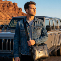 Bolso de Negocios de Cuero Genuino BULLCAPTAIN, Estilo Moderno Juvenil, Bandolera, Versión Coreana, Maletín para Hombre