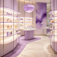 Ensemble de meubles de présentation en bois massif, comptoir cosmétique, armoire, solution de projet clé en main pour l'intérieur de salons de beauté et boutiques de luxe modernes