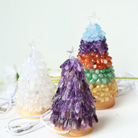 Ornement de Noël en cristal naturel, lampe de chevet LED faite à la main, décoration en cristal pour la maison, décoration de fête