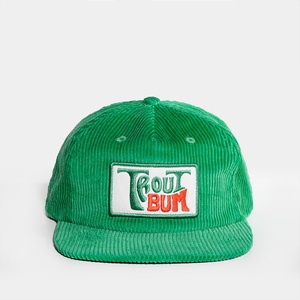 Gorras Personalizadas con Parche Bordado Verde sin Estructura, Gorras de 5 Paneles de Pana con Cierre a Presión - Product Image 2