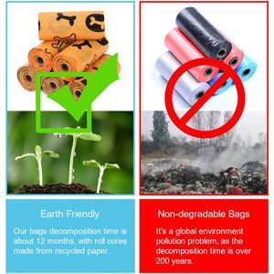 Bolsas Ecológicas para Desechos de Perros con Estampado de Huellas Negras, Hechas de Almidón de Maíz y Plástico EPI Biodegradable, 21 Rollos - Product Image 4