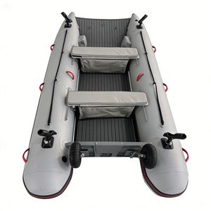 Bateaux pneumatiques catamaran <span class=keywords><strong>de</strong></span> 12,5 pieds avec pont gonflable pour 5 personnes Reachsea avec transom en aluminium, grande <span class=keywords><strong>roue</strong></span> et <span class=keywords><strong>porte</strong></span>-canne à pêche - Product Image 5
