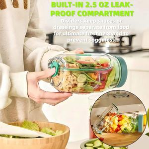 Nuevo Contenedor de Ensalada Portátil de Plástico, Abierto por Arriba, para una Alimentación Saludable, Fácil de Limpiar, con Capas Verticales y Apertura Lateral - Product Image 4