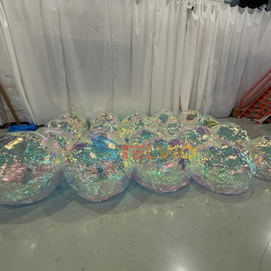Boule miroir gonflable géante multicolores brillante en PVC durable, <span class=keywords><strong>sphère</strong></span> miroir flottante avec fermeture éclair pour la décoration de fête - Product Image 2