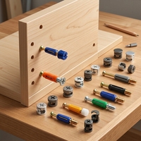 Juego de tornillos y tuercas para muebles 3 en 1, conector desmontable con espiga de plástico para muebles de tablero