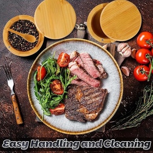 กล่องใส่เครื่องเทศไม้ไผ่แบบสามช่องพร้อมฝาแม่เหล็กสำหรับเกลือ <span class=keywords><strong>พริก</strong></span>ไทย <span class=keywords><strong>พริก</strong></span>ป่น เหมาะสำหรับห้องครัวหรือโต๊ะอาหาร - Product Image 5