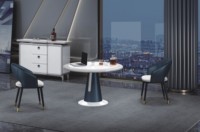 Table de réunion de bureau ronde de petite taille pour PDG, directeur, manager, élégante, haut de gamme, luxueuse, de haute technologie, en bois massif avec prise de courant