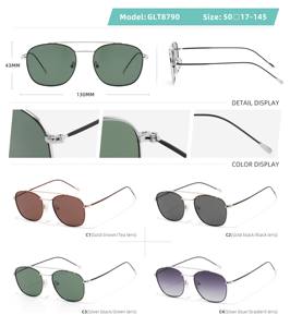 Lunettes de soleil à double pont en métal pour femme, verres colorés personnalisés, verres anti-UV, verres de protection des <span class=keywords><strong>yeux</strong></span> - Product Image 2