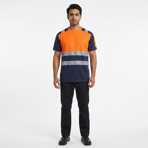 T-shirts de travail réfléchissants à manches courtes pour l'hiver, vêtements de travail de construction haute visibilité, bande réfléchissante, sécurité au travail - Product Image 1