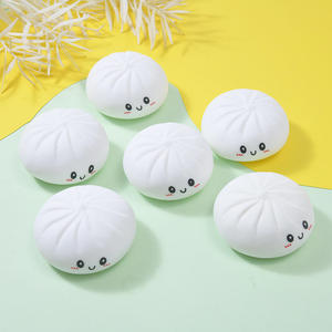 En gros, Jouet anti-stress extensible en forme de boulette vapeur rembourrée, motif visage souriant, type Mochi animal pour enfants - Product Image 1