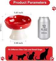 Bol en céramique surélevé en forme de champignon avec logo couleur personnalisé pour petits chiens et chatons