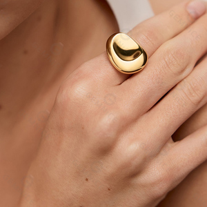 Gemnel <span class=keywords><strong>2025</strong></span> Hot Bán 925 Sterling Silver 18K vàng vermeil đĩa Chunky ban nhạc Nhẫn phụ nữ - Product Image 2