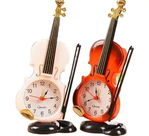 2 màu sắc đồng hồ sáng tạo cụ bảng đồng hồ sinh viên Violin quà tặng trang trí nội thất fiddle thạch anh Đồng hồ báo thức chúng tôi cusomer có thể nhận được 30us