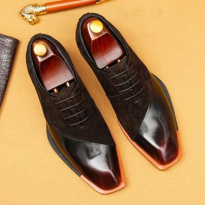 Chaussures habillées de luxe élégantes pour hommes en cuir véritable et daim bicolore, style Oxford, légères, idéales pour les affaires et les mariages - Product Image 3