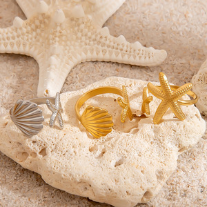 Fashion <b>Rings</b> Star Shell Design 18K Gold Color Women's Party Jewelry - Product Image 1